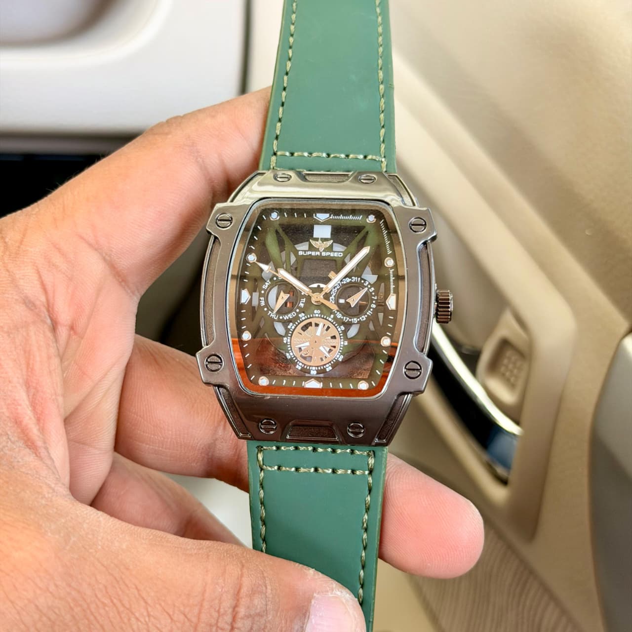 Super Speed Skeleton Dial Men’s Watch with Magnetic Leather Strap - Image 7