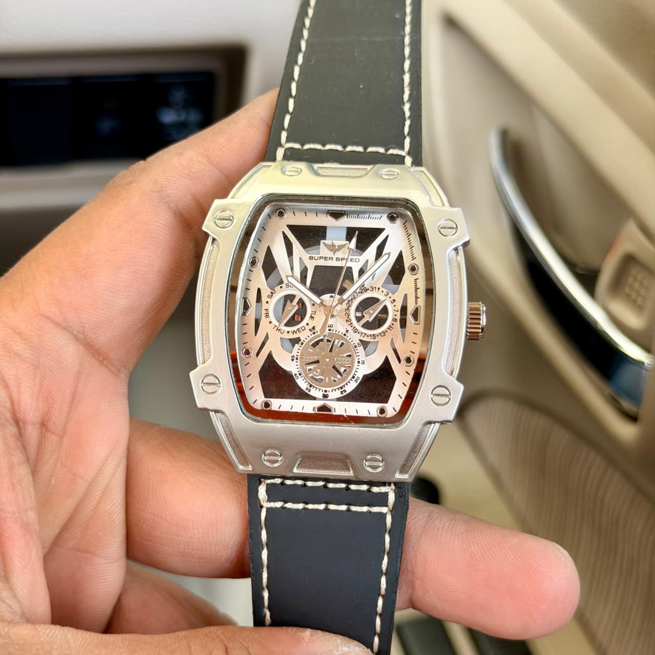 Super Speed Skeleton Dial Men’s Watch with Magnetic Leather Strap - Image 8