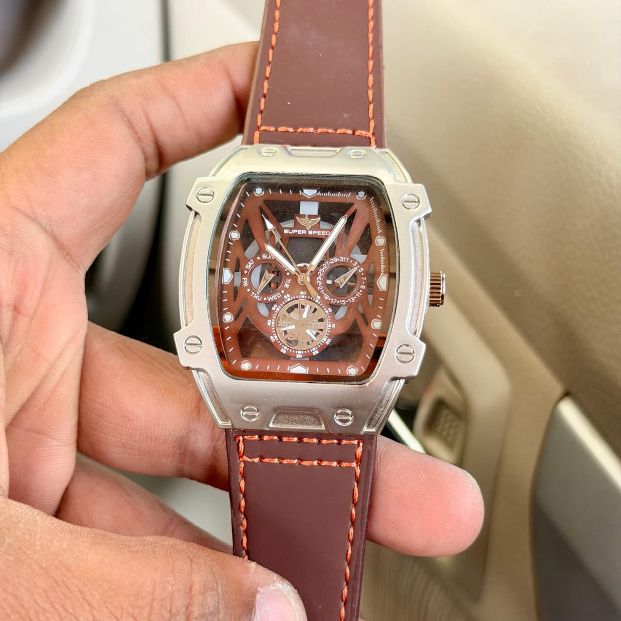 Super Speed Skeleton Dial Men’s Watch with Magnetic Leather Strap - Image 6