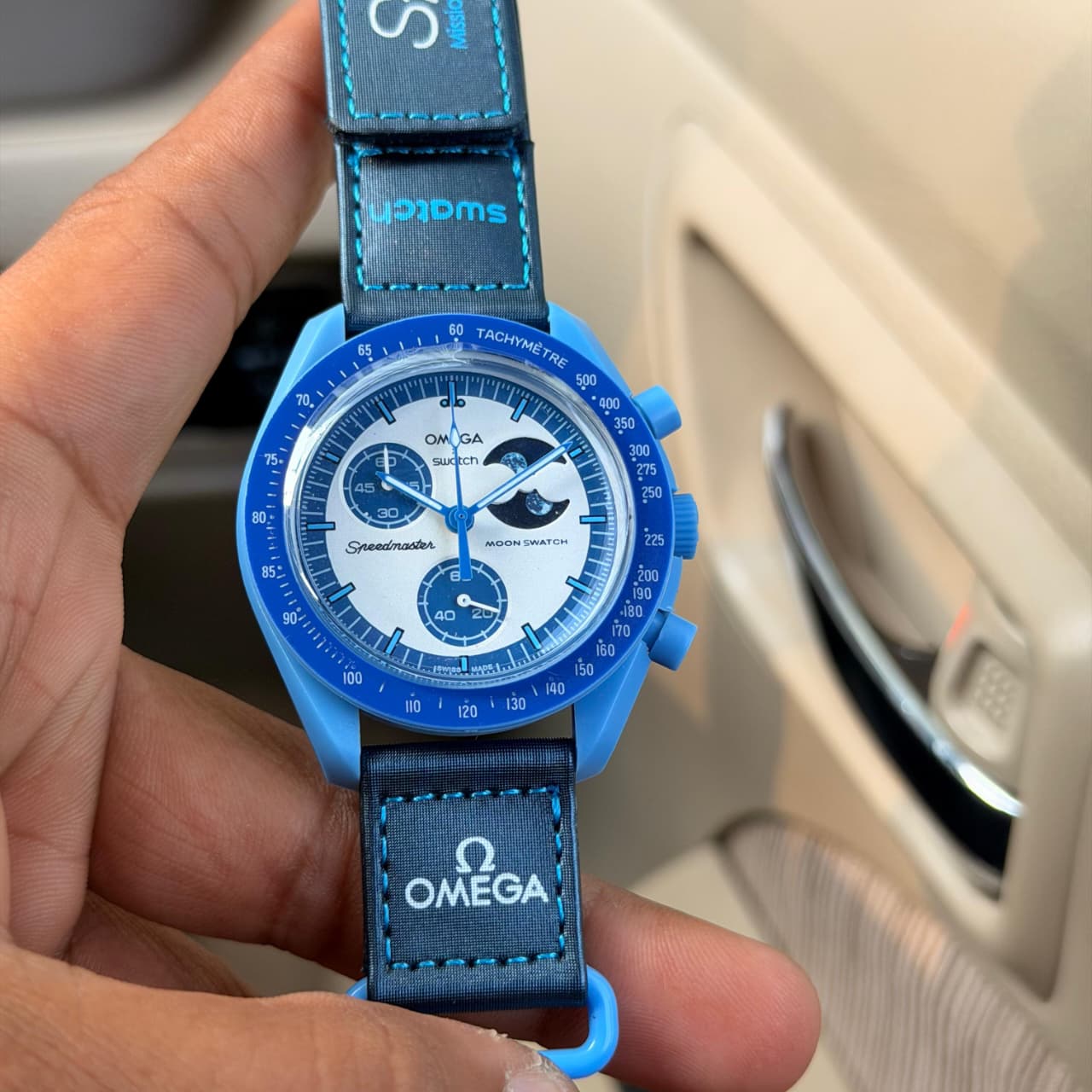 Omega Swatch‑X MoonSwatch Style Chronograph Watch with Working Sun‑Moon Display - Image 2