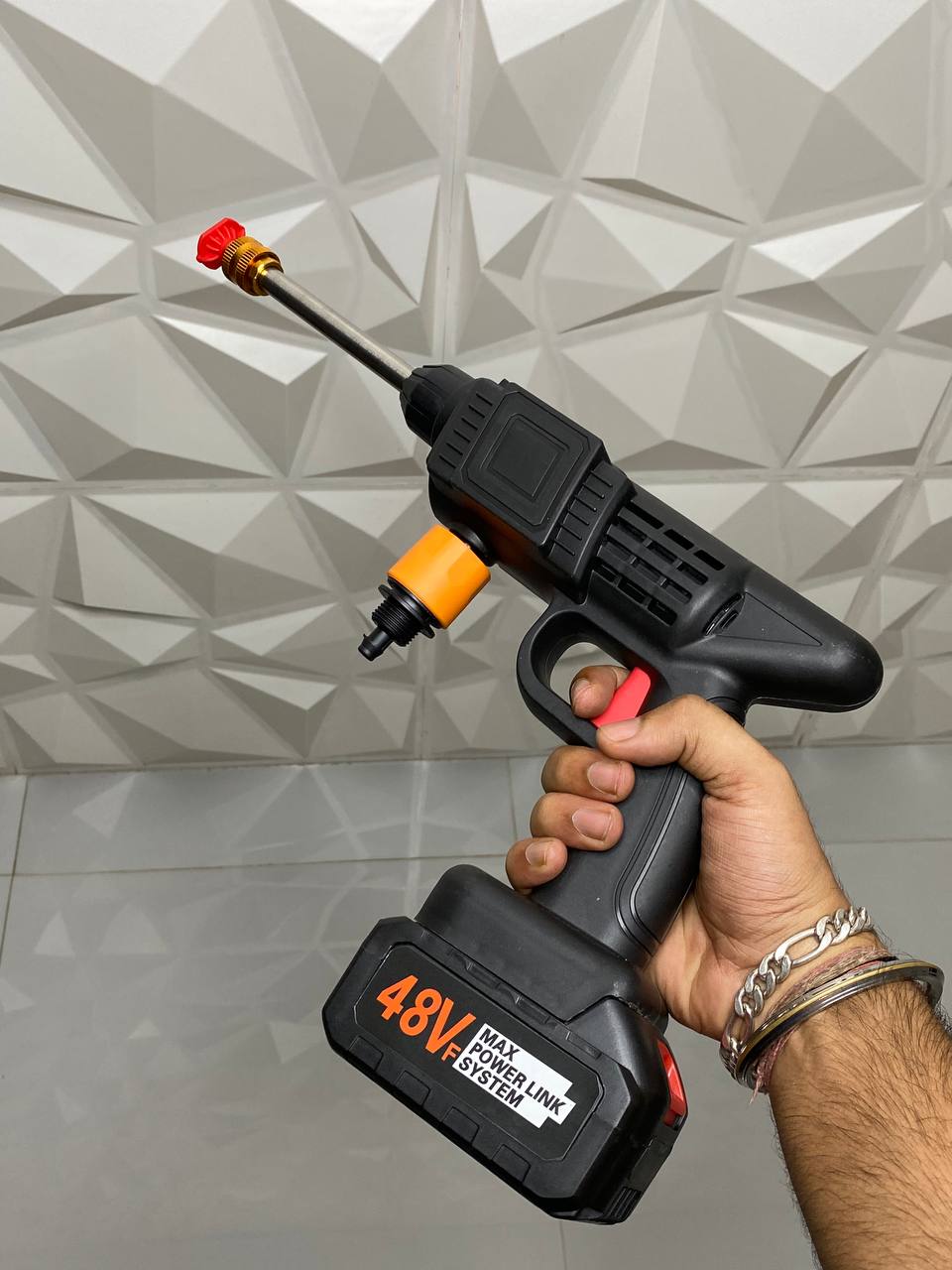 48V Cordless High Pressure Washer Gun 450 PSI with 7.5Ah Battery, Foam Tank & 10m Hose - Image 2