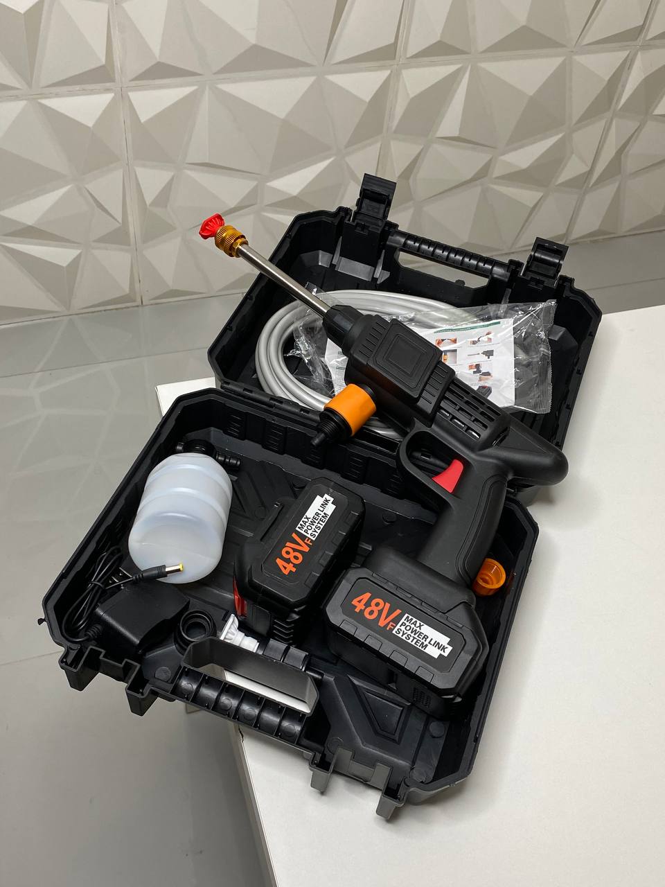 48V Cordless High Pressure Washer Gun 450 PSI with 7.5Ah Battery, Foam Tank & 10m Hose